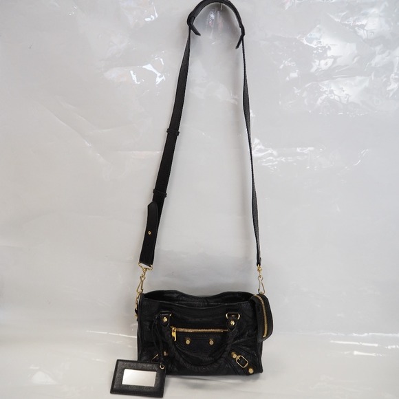 Balenciaga Giant Mini City Shoulder Bag Leather Black - Picture 6 of 16